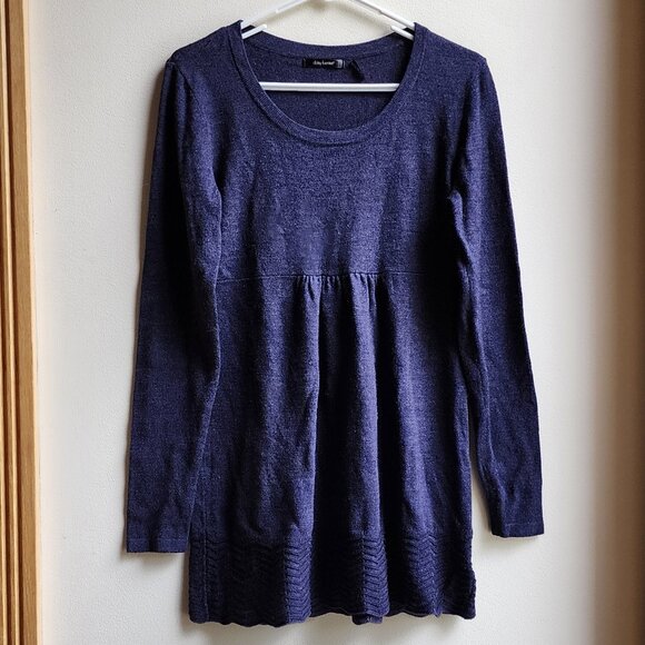 Daisy Fuentes Long Sleeve Navy Blue Scoop Neck Baby Doll Sweater Size Large - Picture 6 of 16